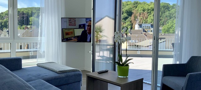 Modern penthouse apartment with a terrace overlooking the rooftops of Remagen in Remagen